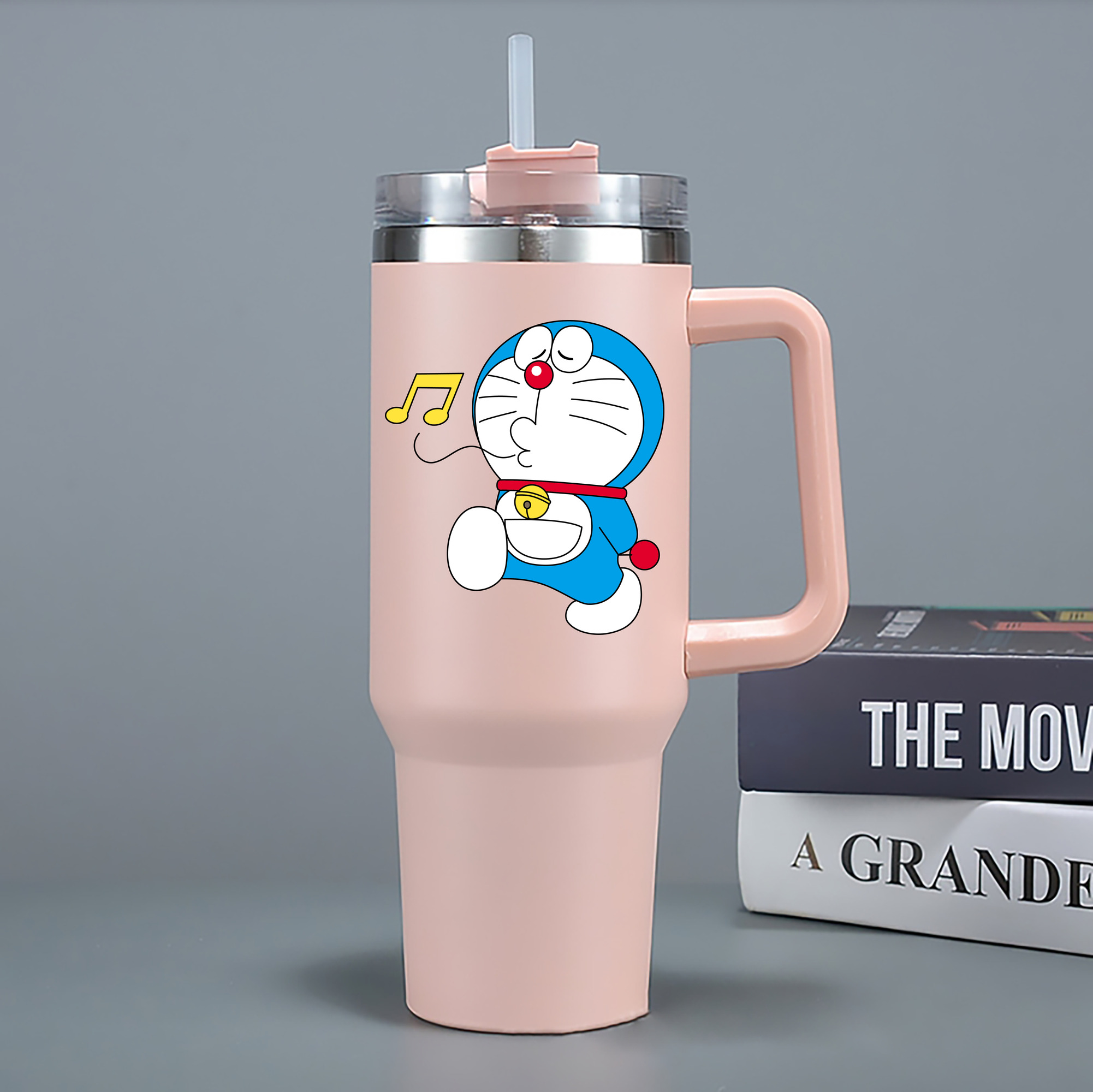 （画像用） ドラえもん Doraemon 1200mL車用タンブラー - クリスタルステッカー（プラスチックストロー付き）